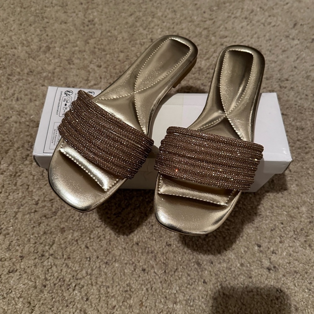 Flat Rhinestone Sandals - Picture 2 of 2